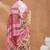 Pink floral silk blend regular saree with blouse