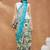 Sky Blue floral silk blend regular saree with blouse