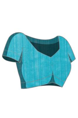 Sky Blue floral silk blend regular saree with blouse 5