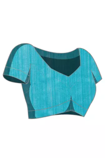 Sky Blue floral silk blend regular saree with blouse