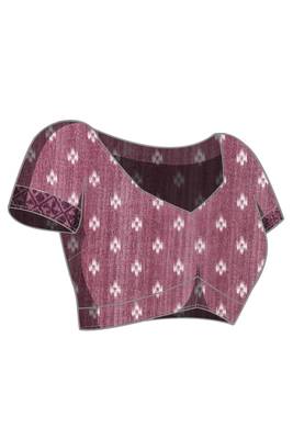 Wine  floral silk blend regular saree with blouse 5