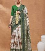 Green  floral silk blend regular saree with blouse