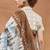 Brown floral silk blend regular saree with blouse