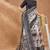 Grey floral silk blend regular saree with blouse
