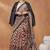 Brown  floral silk blend regular saree with blouse
