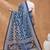 Blue  floral silk blend regular saree with blouse