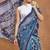 Blue  floral silk blend regular saree with blouse