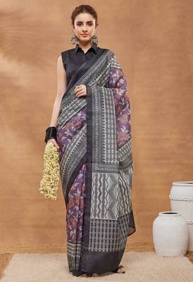 Wine checked silk blend regular saree with blouse 1