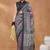 Wine checked silk blend regular saree with blouse