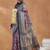 Wine checked silk blend regular saree with blouse