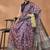 Wine checked silk blend regular saree with blouse