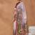 Peach floral silk blend ready to wear saree with blouse
