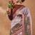 Peach floral silk blend ready to wear saree with blouse