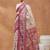 Dark pink ethnic motifs silk blend ready to wear saree with blouse
