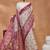 Dark pink ethnic motifs silk blend ready to wear saree with blouse