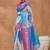 Blue bandhani silk blend ready to wear saree with blouse