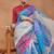 Blue bandhani silk blend ready to wear saree with blouse