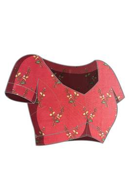Cream floral satin satin regular saree with blouse 5