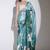 Green floral satin satin regular saree with blouse