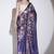 Purple floral satin satin regular saree with blouse
