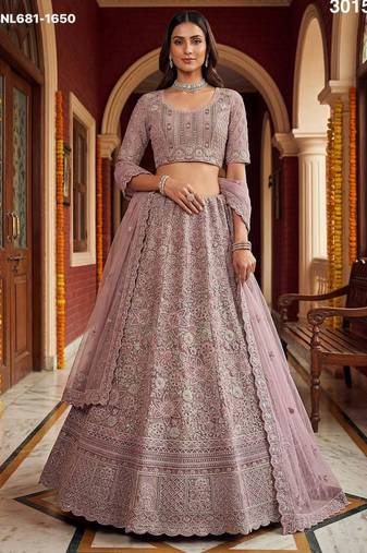 lavender net embroidered lehenga choli