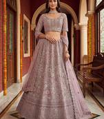 lavender net embroidered lehenga choli