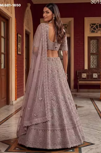 lavender net embroidered lehenga choli