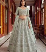 sea green net embroidered lehenga choli