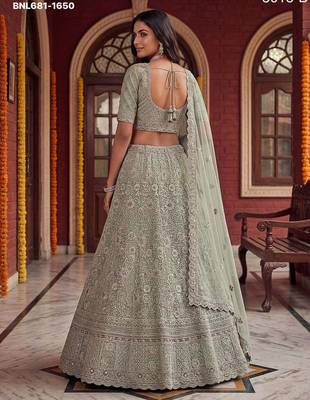 sea green net embroidered lehenga choli 3