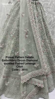 sea green net embroidered lehenga choli 4