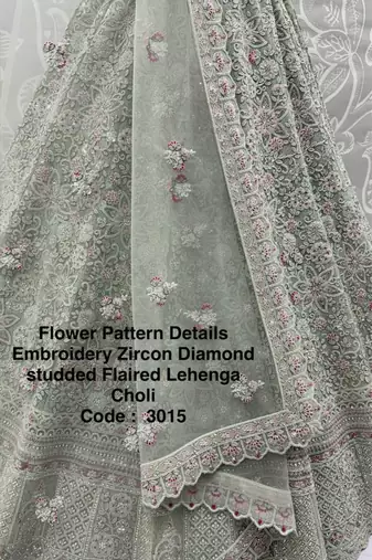 sea green net embroidered lehenga choli