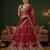 red silk blend embroidered lehenga choli