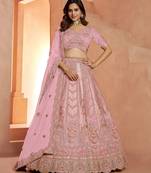 Premium Pink Banarasi Bridal Lehenga with Soft Pastel Tones