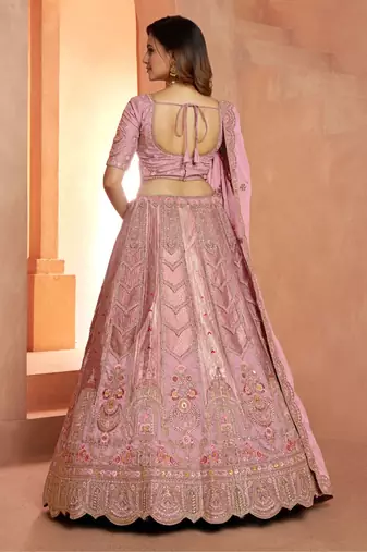 Premium Pink Banarasi Bridal Lehenga with Soft Pastel Tones
