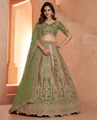Classic Rani Silk Bridal Lehenga with Floral Zari Embroidery 1