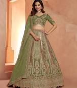 Classic Rani Silk Bridal Lehenga with Floral Zari Embroidery