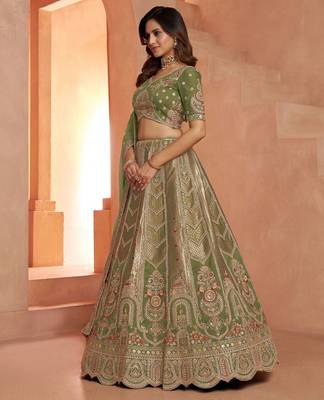 Classic Rani Silk Bridal Lehenga with Floral Zari Embroidery 2