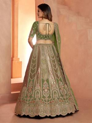 Classic Rani Silk Bridal Lehenga with Floral Zari Embroidery 3