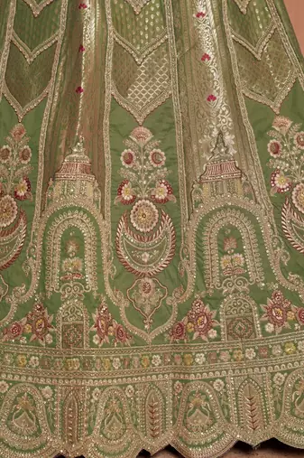 Classic Rani Silk Bridal Lehenga with Floral Zari Embroidery