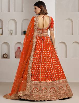 Trendy Rust Double Dupatta Bridal Lehenga Collection 3