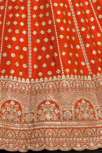Trendy Rust Double Dupatta Bridal Lehenga Collection