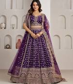 Elegant Purple Bridal Lehenga with Double Dupatta Styling