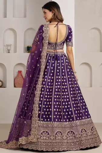 Elegant Purple Bridal Lehenga with Double Dupatta Styling