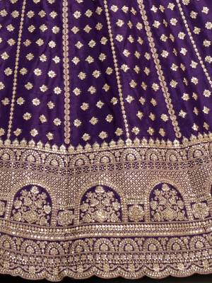 Elegant Purple Bridal Lehenga with Double Dupatta Styling 4