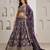 Trendy Purple Lehenga choli with Elegant Golden Floral Design