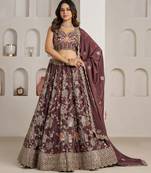 Designer Onion Color Lehenga Choli with Golden Floral Detailing