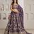 Trendy Purple Lehenga choli with Elegant Golden Floral Design