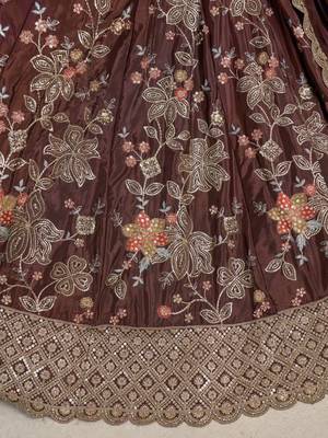 Designer Onion Color Lehenga Choli with Golden Floral Detailing 4