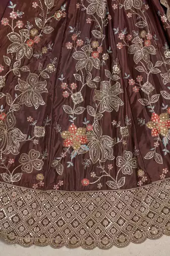 Designer Onion Color Lehenga Choli with Golden Floral Detailing