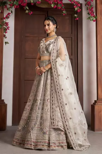 Premium White Bridal Lehenga with Intricate Floral Artistry